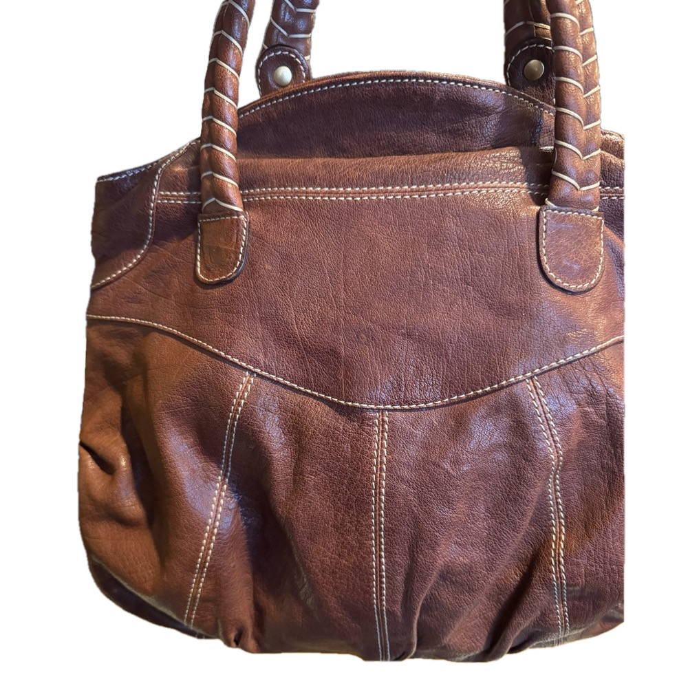 Valentino Garavani Brown Leather Braided Handle Shoulder Bag with COA - Picture 6 of 16